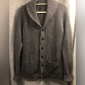 JF J. Ferrar Gray Merino Wool Blend Button-Down Cardigan M
